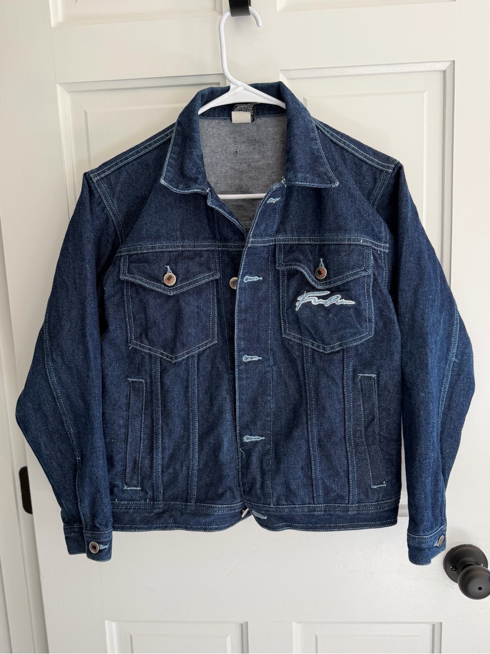 Vintage FUBU The Collection Denim Trucker Jacket Y2K Blue Men’s Medium